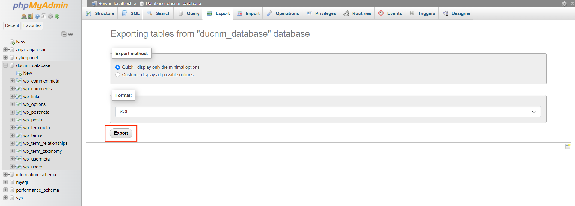 Hướng Dẫn Import Và Export Database Bằng Phpmyadmin Trên CyberPanel