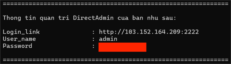 Hướng Dẫn Lấy Thông Tin Quản Trị Direct Admin Qua SSH Trên VPS