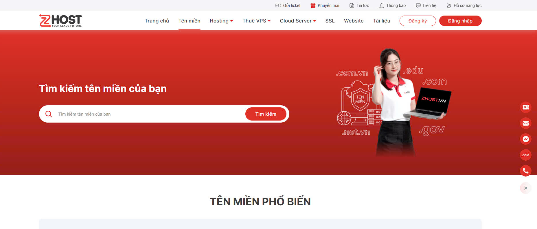 Kiểm tra tên miền trên Zhost.vn