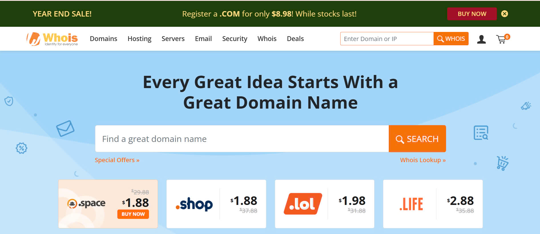 Kiểm tra tên miền trên Whois.com