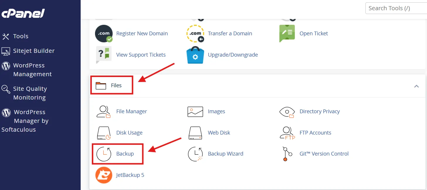 Hướng dẫn backup dữ liệu trên hosting cPanel h2