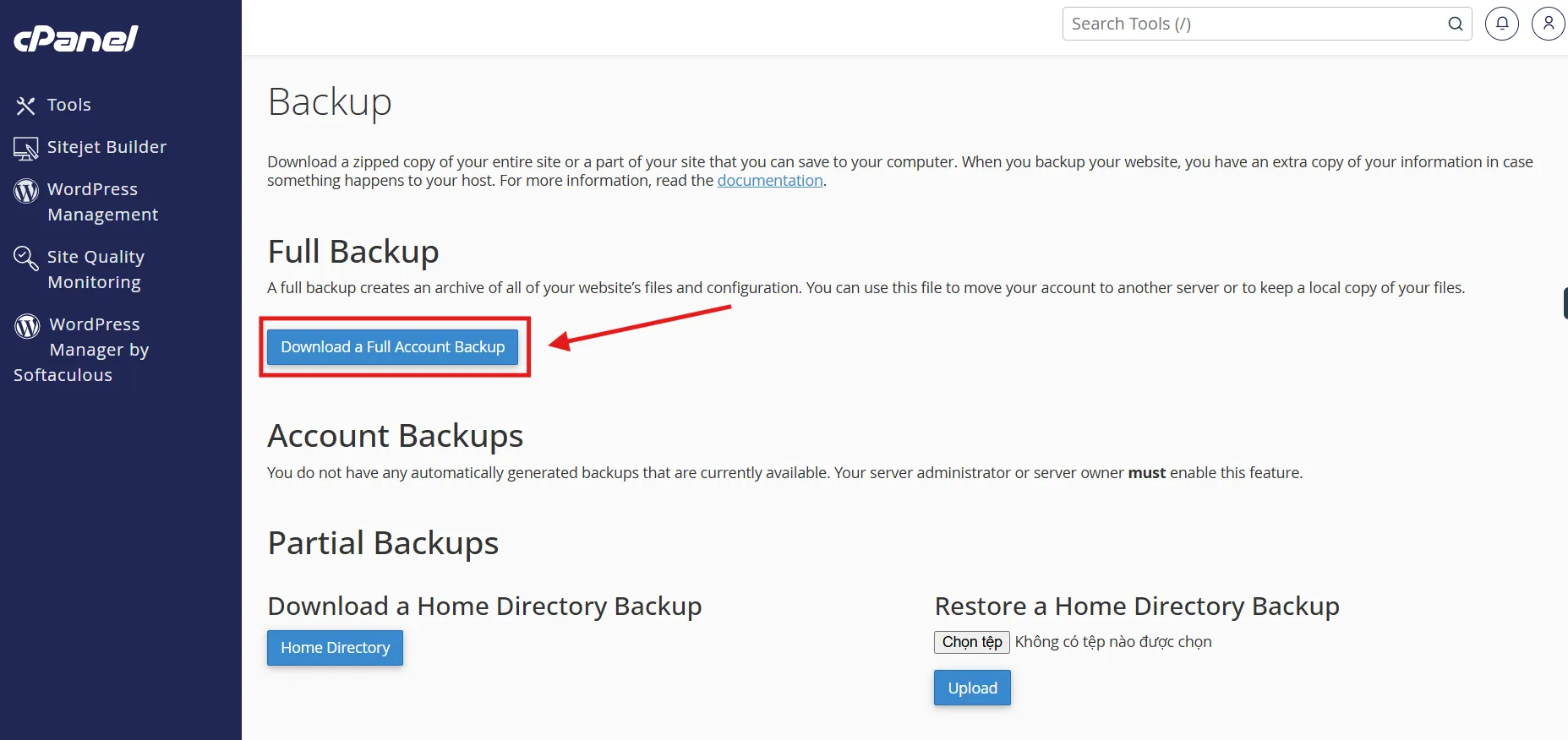 Hướng dẫn backup dữ liệu trên hosting cPanel h3