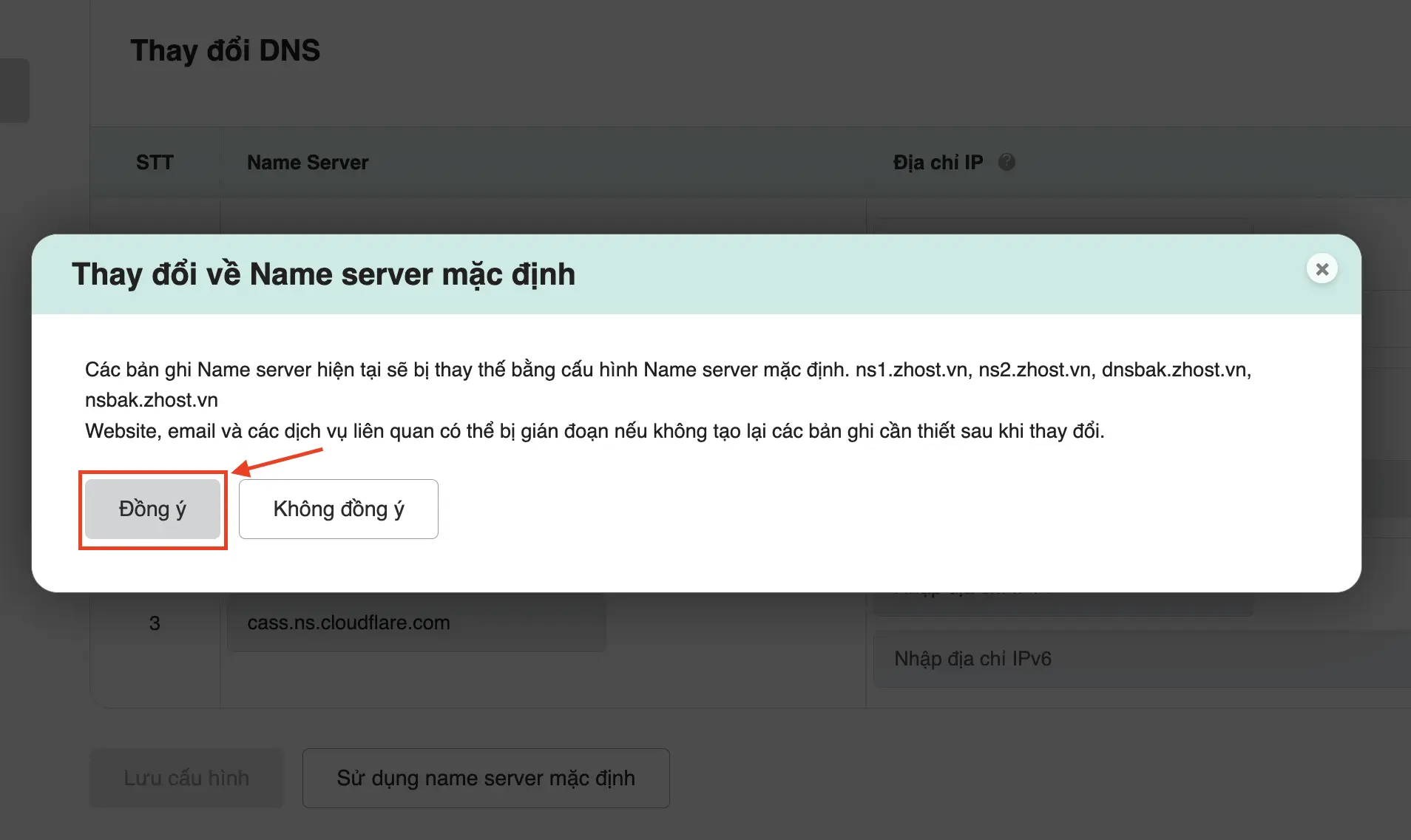 Hướng dẫn cập nhật NameServer mặc định tại Zhost