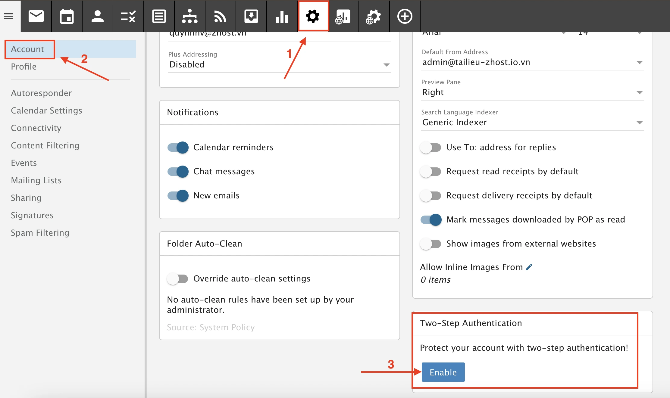 Kích hoạt Xác Thực Hai Lớp 2FA trong Account Settings Email Business