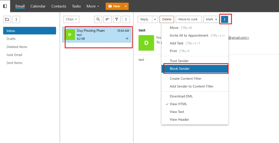 Hướng dẫn chặn email người gửi tới