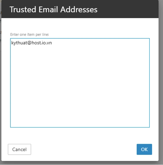 Hướng dẫn cài đặt Trust cho email gửi đến trong Email Business