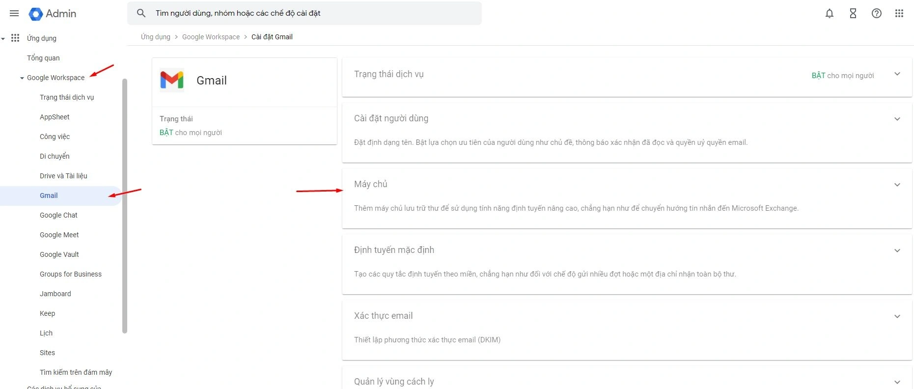 Sử dụng song song Google Workspace và Email Business bước 1