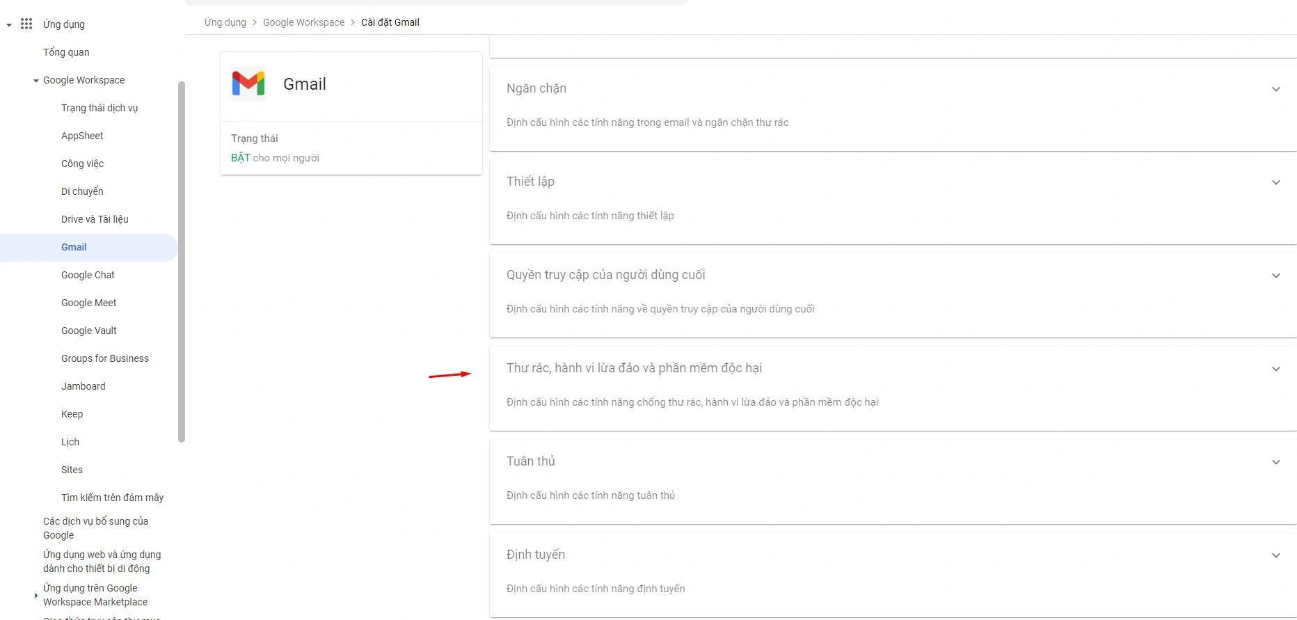 sử dụng song song Google Workspace và Email Business chống spam
