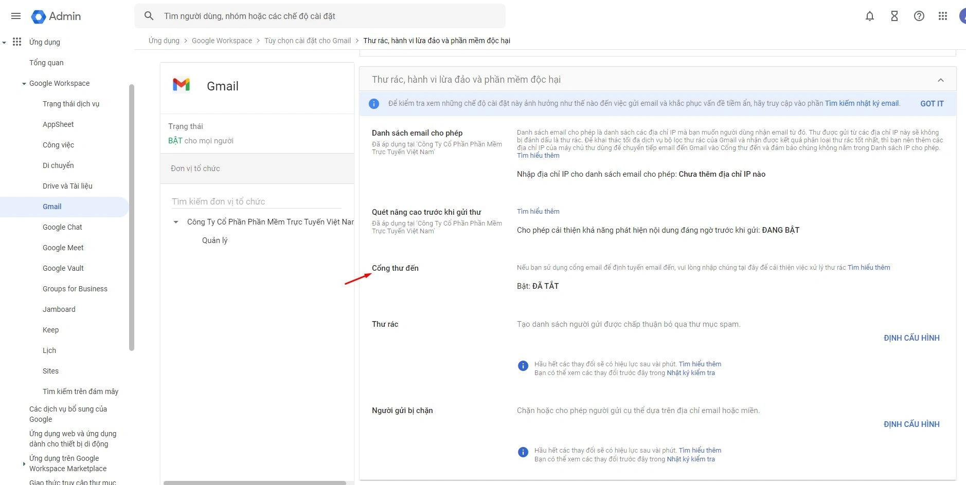 sử dụng song song Google Workspace và Email Business inbound
