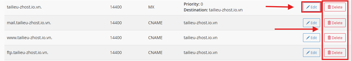 Chỉnh sửa DNS bằng Zone Editor cPanel
